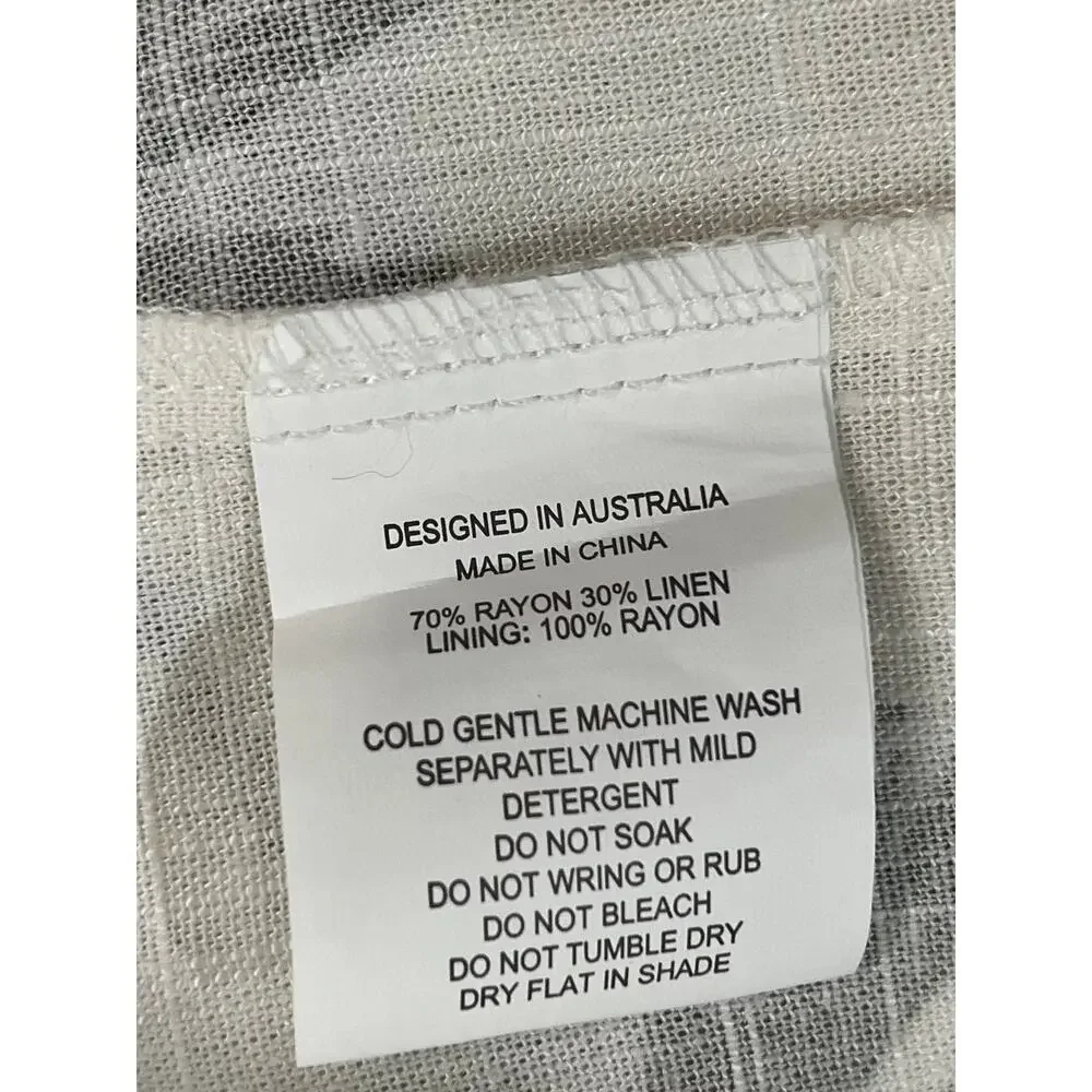 White Closet Elements Linen Blend Cream Olive Green Empire Waist Maxi Dress XL - Picture 11 of 12